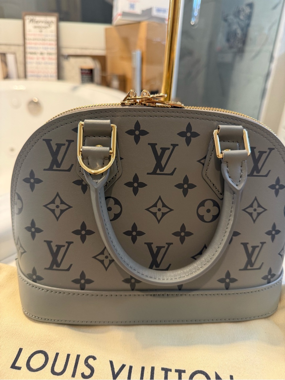 LV Mini Top Handle Bag in Grey Monogram